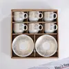 Nuevo Juego de Tazas de Café de Cerámica Estilo Europeo, Tazas de Café Estampadas en Oro Transfronterizas, 6 Tazas y 6 Platillos de Oriente Medio, Tazas Prácticas para el Té de la Tarde