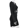 Dbt6200 Nazada Outono Europeu e Americano Vestido Bodycon Sexy de Renda Vazada com Amarração de Manga Longa e Gola Redonda Feminino