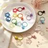 Llavero Anillo con Abalorio Estrella Acrílico Transparente de Colores Lindo Timbre Colgante DIY para Mochila