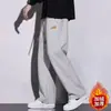 Pantalones Casuales de Alta Gama Estilo Hong Kong con Forro Polar para Hombre, Gruesos de Invierno, Marca de Tendencia, Caída Versátil, Ajuste Holgado, Pantalones Deportivos
