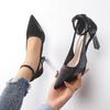 Tacones Altos para Mujer 2024 Primavera y Otoño Nuevo Estilo Flats de Boca Baja Punta Afilada Correa con Hebilla Recorte Stiletto Zapatos de Trabajo
