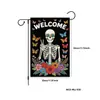 Bandera negra de jardín transfronteriza serie de calaveras pancarta divertida decoración de Halloween bandera colgante fiesta festiva bandera de jardín