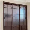 Puerta Deslizante Retro de Tres Secciones Estilo Francés Aleación de Titanio-Magnesio Divisor de Cocina Balcón Sala de Estar Riel Colgante Puerta Deslizante de Vidrio