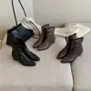 Encuentro de Primera Temporada Versión Coreana Botas Skinny con Cremallera Trasera Retro para Mujer 2026 Otoño Nuevo Estilo Elegantes Botas de Tobillo de Caballero con Punta