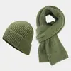 Conjunto de Gorro y Bufanda de Lana a Rayas para Mujer, Conjunto de Dos Piezas de Gorro de Punto y Calentador de Cuello para Estudiantes de Otoño e Invierno, Jersey Estilo Pareja