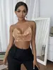 AYJ AliExpress Amazon Ebay Cadena Metálica Súper Brillante de Pedrería Top Tubo sin Espalda con Cuello Halter Y615