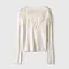 Fábrica de Ropa Zhengqite/2026 Cuello de Cisne Suave Lana Bordado a Mano Malla Floral Pluma Tejido Elegante