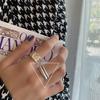 Anillo de plata de ley 925 estilo europeo y americano, estilo frío, irregular, convexo, cara ancha, anillo de dedo de alta calidad para mujer