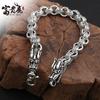 Venta al por mayor de fábrica plata de ley S925 moda retro plata tailandesa personalidad hombres dominante pulsera de cabeza de doble dragón