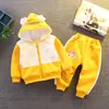 Roupas infantis de outono e inverno para meninos e meninas Conjunto coreano novo infantil grosso com mais veludo Capuz infantil