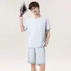 Pijama Masculino, Verão Fino Algodão Modal Seda de Gelo Fresco Casual Solto 10A Antibacteriano Conjunto de Roupa de Casa de Verão