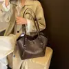 Bolsa Grande com Textura Trançada Retrô Feminina 2026 Nova Outono Inverno Bolsa Tote Relaxada Bolsa para Aula de Estudante Bolsa de Ombro