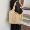 2026 Nueva Bolsa Tejida de Paja para Mujer Bolso Trenzado Sencillo Bolsa de Playa para Vacaciones de Playa Bolso de Playa Gran Capacidad Bolso Tote de Hombro Único para Mujer