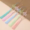 Aretes con Borla de Abanico Degradado Antiguo Colgantes Joyería Hanfu Borla Hecho a Mano Decoración Antigua Abanico de Flores Xiangyun Estilo Nacional Borla