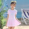 Traje de baño para niñas, nuevo traje de baño profesional de una pieza con protección solar para niños de talla mediana y grande, traje de baño tipo bóxer para estudiantes de aguas termales.
