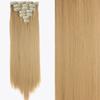 Juego de 16 tarjetas de siete piezas de peluca de pelo de tarjeta, peluca de mujer de fibra química europea y americana, clip para traje de cabello, extensión de cabello largo y liso