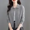 Cárdigan abrigo de moda estilo coreano 2026 para mujer, nueva colección primavera y otoño, cárdigan de punto grueso con solapa, estilo corto