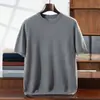 Suéter de punto de cachemira de manga corta para otoño e invierno para hombre, cuello redondo, simple y elegante, versátil para negocios, de media manga, venta al por mayor transfronteriza