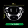 Juego de cuenco y cuchara de cristal desechable, cuenco transparente de plástico engrosado para postre y sopa, vajilla para banquetes y uso doméstico, cuenco para llevar