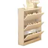 Zapatero de madera maciza, ultradelgado, con tapa abatible, diseño simple y moderno, adecuado para uso doméstico, un mueble de almacenamiento combinado para la entrada, montado en la pared y un zapatero