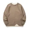 Rumeng marca retrô minimalista moderna estilo japonês, visual duas peças, suéter de gola redonda color block, blusa de tricô casual masculina de corte solto para o outono