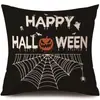 Funda de Almohada Halloween Calabaza Divertida Transfronteriza Amazon Estampado de Lino Funda Decorativa para Cojín de Sofá del Hogar