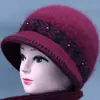 Chapéu de Lã Tricotado para Mulheres de Meia-Idade e Idosas de Inverno Chapéu de Lã Tricotado Chapéu para Senhora Avó com Acolchoamento Espesso Proteção contra o Frio Chapéu de Algodão Quente