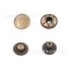 Venta al por mayor de cuatro botones de tres piezas de latón y acero inoxidable, accesorios de ropa, botón a presión, botón retro, botón de metal oscuro