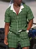 Camisa Cruzada Internacional para Hombre Traje de Cuadros Camisa Floral Casual para Hombre Camisa de Manga Corta con Solapa Estampada Traje