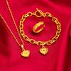 Amor para Mujer Set Europeo y Americano Pulsera Collar Amor Corazón de Melocotón para Mujer Collar Pulsera Anillo Venta al por Mayor Joyería Transfronteriza