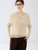 Cardigã de cashmere com capuz em tricô de cable para mulheres, novo suéter de tricô liso para outono e inverno, casaco quente solto e versátil