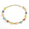 Pulsera de Acero Inoxidable con Bloques de Color Ojo Maligno Moda Europea y Americana para Viajar Cadena de Joyería Ojo de la Suerte con Ojo de Goteo de Aceite