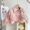 Chaquetas de Primavera y Otoño para Niñas Nuevo Estilo Coreano Chaquetas de Cuero de Moda para Niños y Niñas Chaquetas de Motocicleta de Forro Polar de Invierno Comercio Exterior Dropshipping