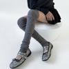Otoño e Invierno Nueva Llegada Calcetines para Pie Ancho Costuras Tiro Alto Rodillera Cubrepiernas Cálido Adelgazante Color Sólido Rizo Patrón Vertical Calcetines hasta la Rodilla para Mujer