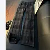 Pantalones de chándal a cuadros tie-dye estilo fragancia vintage para hombre, otoño, holgados, casuales, a cuadros, pantalones deportivos americanos