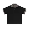2025 Nueva Camisa Polo Retro Americana Camiseta de Manga Corta Verano Patchwork Bloques de Color Holgada Casual Cuello Campana Superior