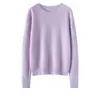 Modelo 2026, suéter feminino 100% caxemira pura com gola redonda, camada base de malha versátil