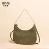Otoño e Invierno 2025 Popular Bolso de Mano Sencillo de Cuero Gamuzado Bolso Tejido para Mujer Casual y Elegante Bolso Bandolera Cruzado Tipo Dumpling