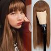 Peluca para mujer cabello largo lacio moda europea y americana Amazon fibra química tocado comercio exterior transfronterizo AliExpress flequillo recto negro cabello largo