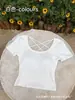 Diseño de Chica Picante Sexy Transparente Espalda Descubierta Camiseta sin Mangas para Mujer con Copas Espalda Hermosa Camisola Sujetador Integrado Ropa Exterior Top de Manga Corta