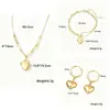 Tendencia de Moda Japonesa y Coreana Pendientes Colgantes de Amor de Acero Inoxidable Collar Pulsera para Mujer Pendientes de Aro Chapados en Oro de 18K