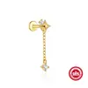 Plata de Ley S925 Cadena con Borla Pedrería Cabeza Plana Piercing Rosca Hueso de la Oreja Stud Pendiente shein Pendiente Anillo para Hueso de la Oreja