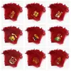 Bolsa de Regalo Budista Color Borgoña de la Montaña Putuo para Rezar por los Niños, Bolsa de Ofrenda de Cacahuete y Dátiles Rojos, Bolsa para Empacar Dulces, Bolsa de Malla con Cordón, Bolsa de Regalo