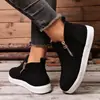 Sapatos casuais femininos plus size transfronteiriços para outono e inverno, sapatos casuais femininos de cano alto com zíper duplo transfronteiriços europeus e americanos atacado