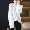 Suéter para Mujer 2025 Nuevo Otoño e Invierno Gris Superior, Estilo Perezoso, Corte Holgado, Adelgazante, Cubre Vientre, Tejido de Talla Grande