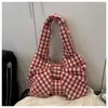 Bolsa Chaleco a Cuadros Estilo Retro Coreano al por Mayor, Bolso de Hombro de Gran Capacidad, Bolso de Compras Ligero, Bolso Versátil de Lona para Estudiantes