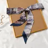 Bufanda de Seda Retro Francesa Primavera y Otoño para Mujer Lazo Largo para Bolso Cinta Flor de Lazo Estilo Extranjero Moda Diadema Larga Pequeña