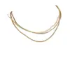 Amazon Comercio Exterior Nuevo Diseño Sensación Cadena Plana Apilada Collar Europeo y Americano Moda Femenina Collar de Cadena de Hoja Metálica