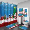 Suministro directo transfronterizo de cortinas de ducha de poliéster impermeables con diseño navideño de muñeco de nieve impreso digitalmente, al por mayor para uso doméstico