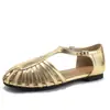 Sandálias Romanas Femininas de Bico Redondo, Trançadas e Vazadas, Novas Sandálias Baixas de Moda Verão com Fivela de Uma Tira H828-18